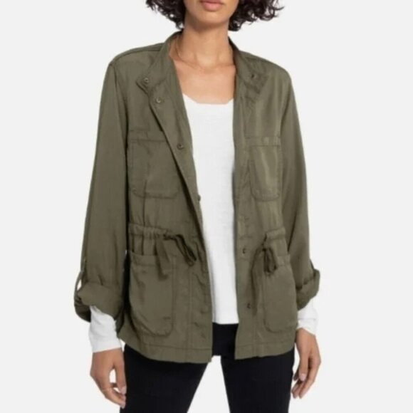 Sanctuary Olive Green Snap Front Lightweight Utility Jacket Gorpcore Women's M - Picture 1 of 8